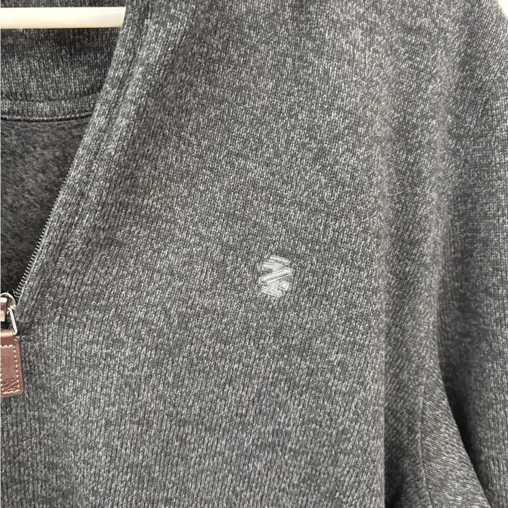 Izod Men's Charcoal quarter Zip fleece pullover Sweater size large